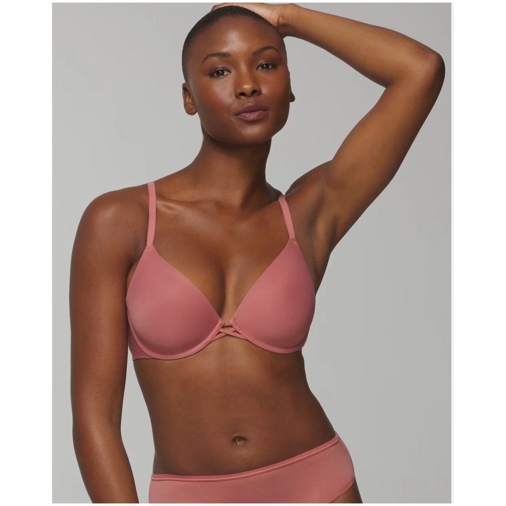 Soma Lightly Lined Plunge Bra 38C Clay Rose Underwire Convertible T-Shirt Bra